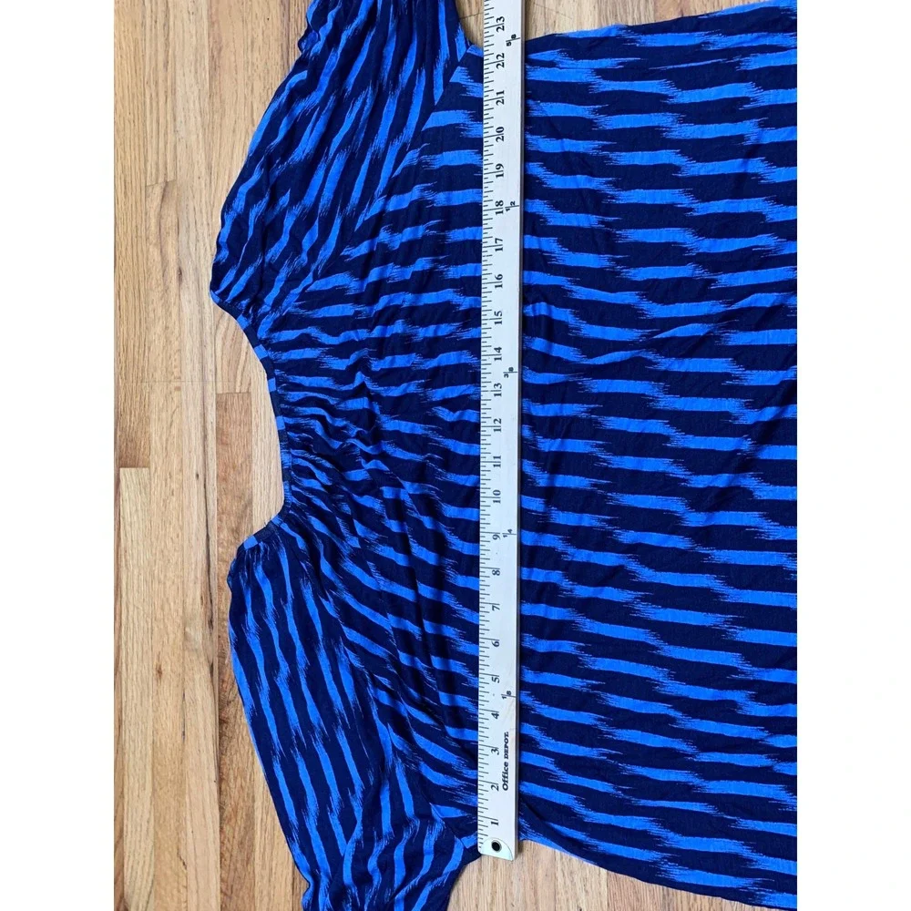 Michael Michael Kors Women's Blue Ikat Stripe Viscose Scoop Neck Blouse XL